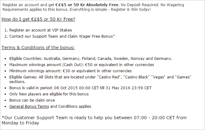 5 eur free vip