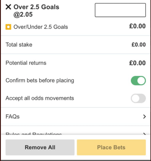 Accept all odds movement Betfair