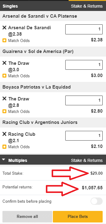 Football accumulator bet