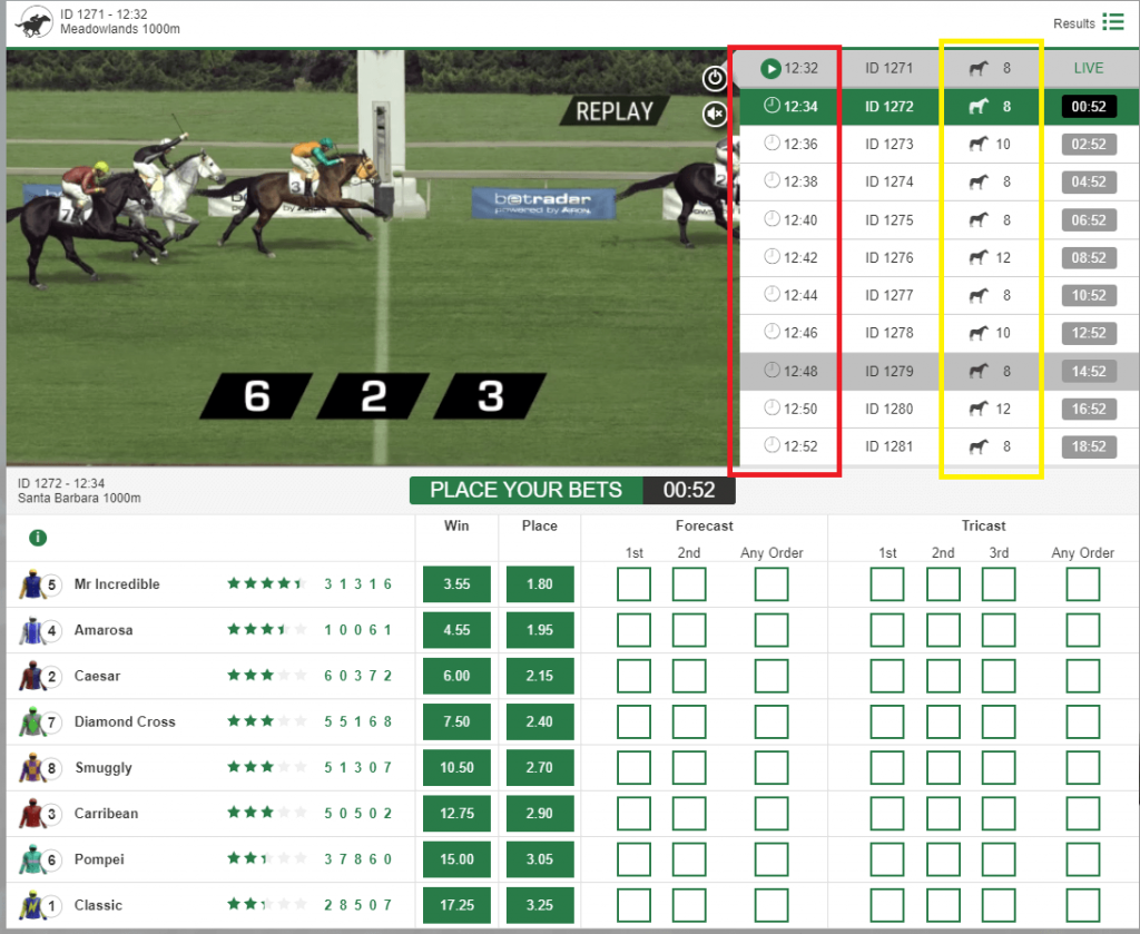 Virtual horse racing example 2