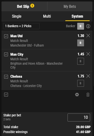 Banker bet example